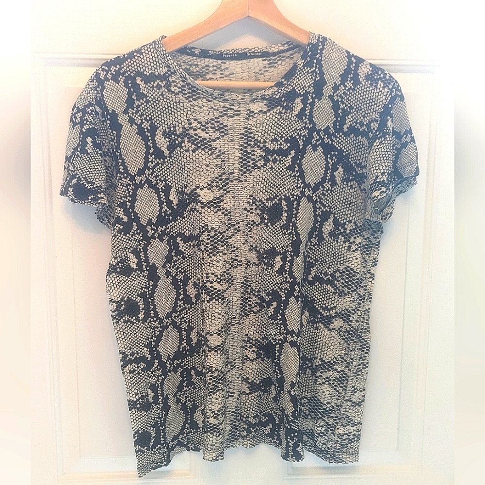 PROENZA SCHOULER SNAKESKIN COTTON LONG SLEEVE TOP